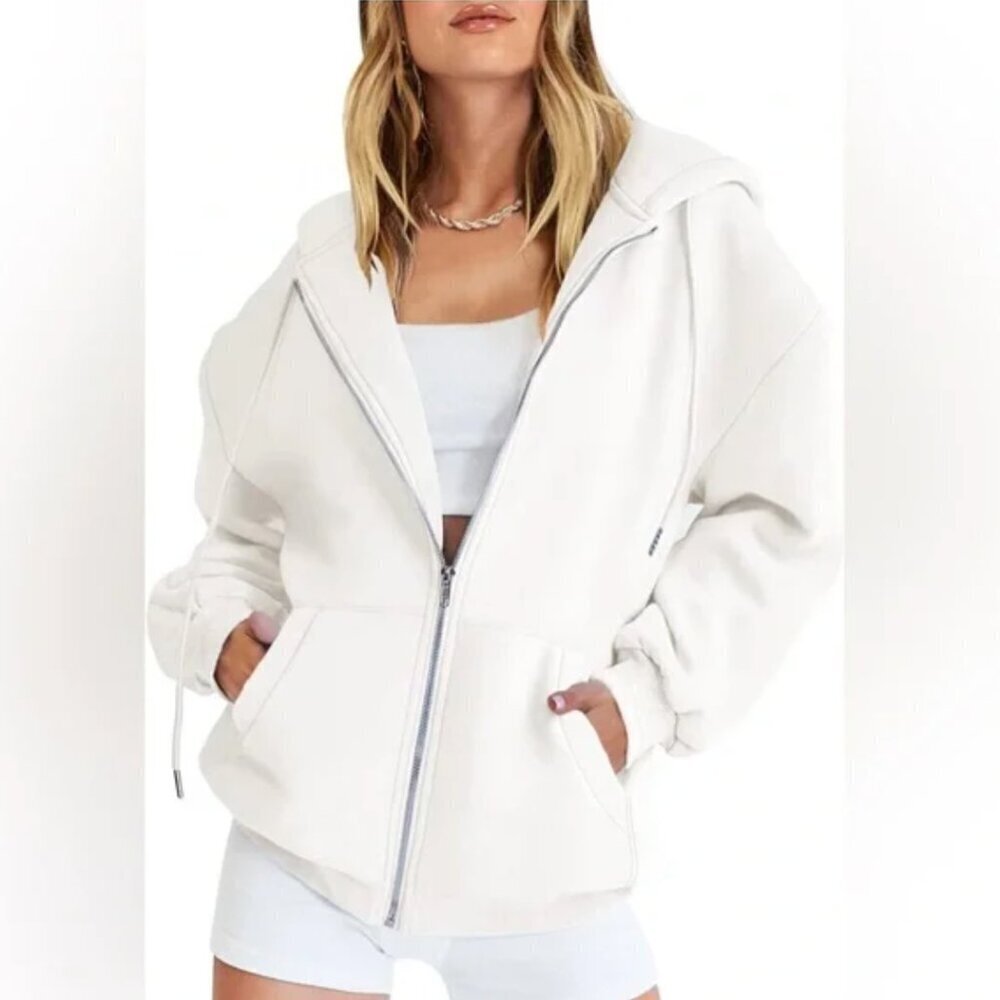 ** ANRABESS Women's Oversized Zip Up Hoodie Y2K Casual Drawstring Jacket Large